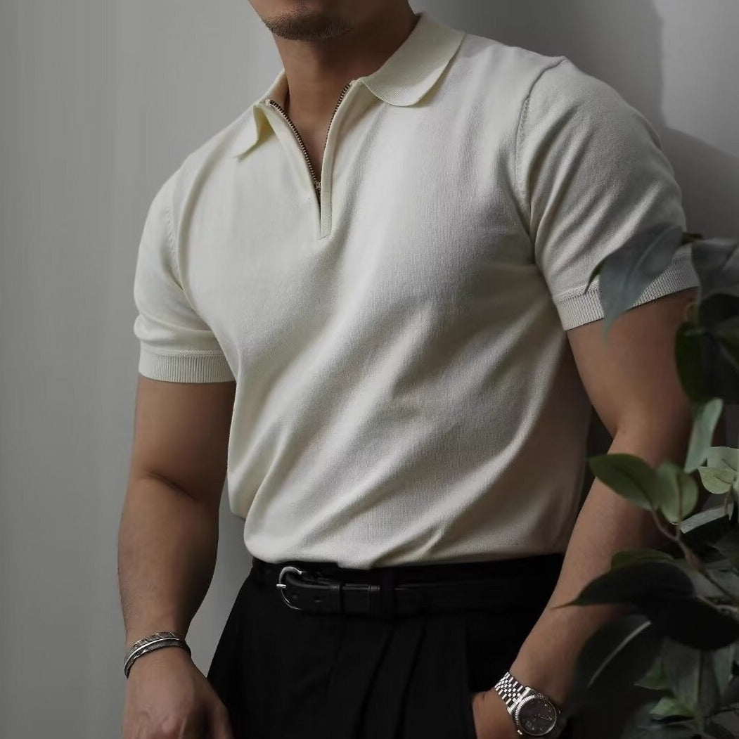 ClubHéritage quarter zip polo - black
