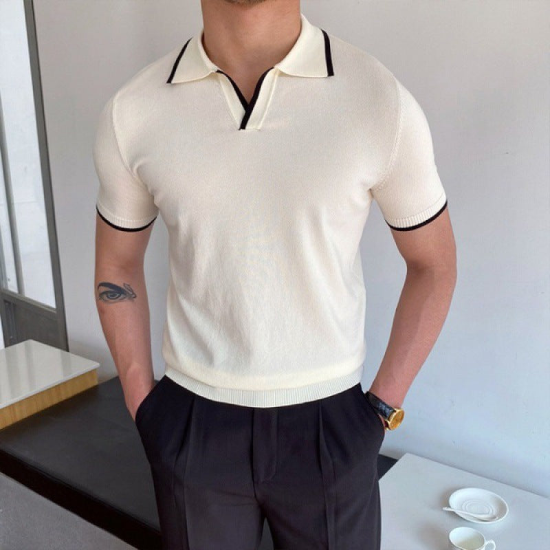 ClubHéritage V collar polo shirt black/white