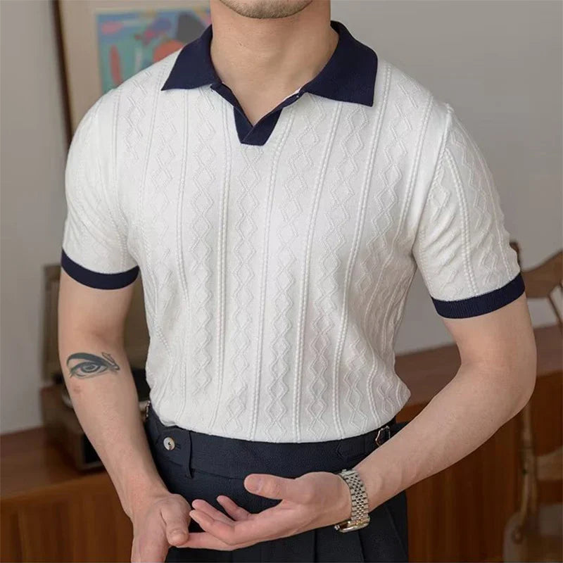 ClubHéritage jacquard polo - navy blue
