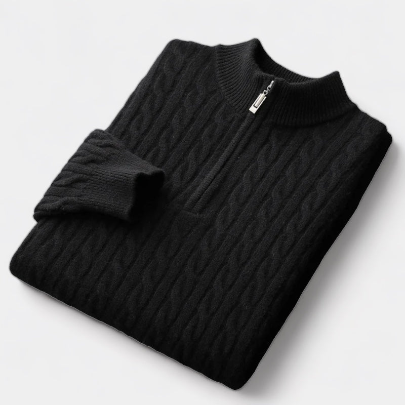 ClubHéritage Merino wool knitted quarter-zip sweater-camel