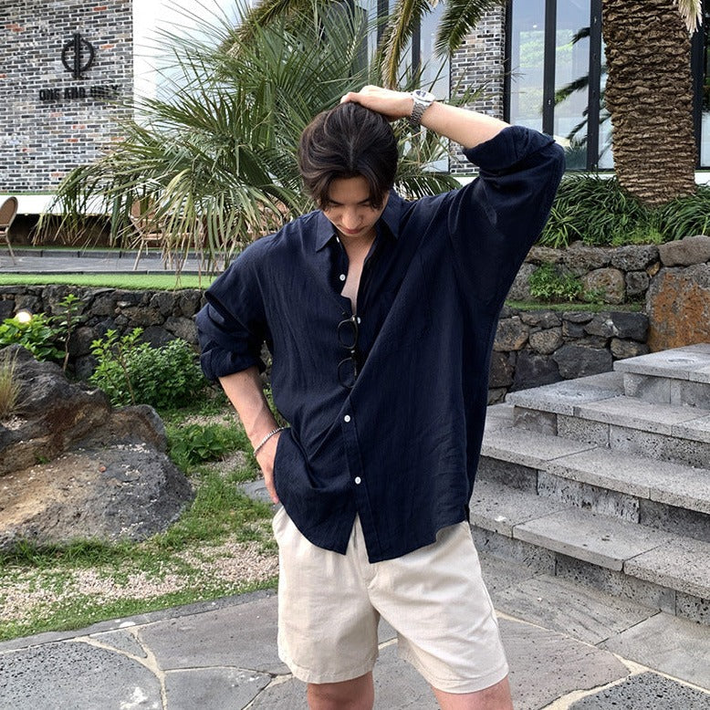 ClubHéritage linen shirt - navy blue