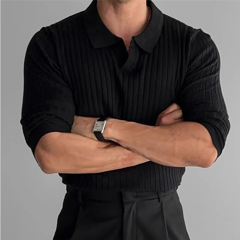 ClubHéritage long sleeve v collar polo - white