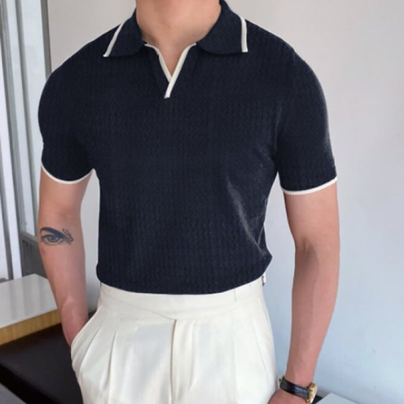 ClubHéritage V collar polo shirt black/white