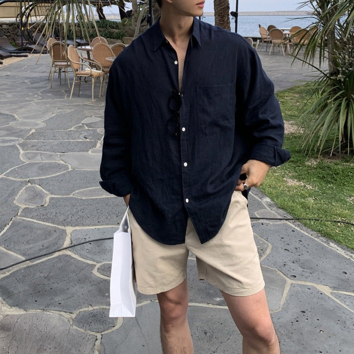 ClubHéritage linen shirt - navy blue