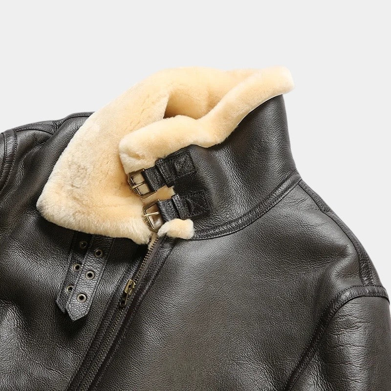 ClubHéritage Leather aviator coat