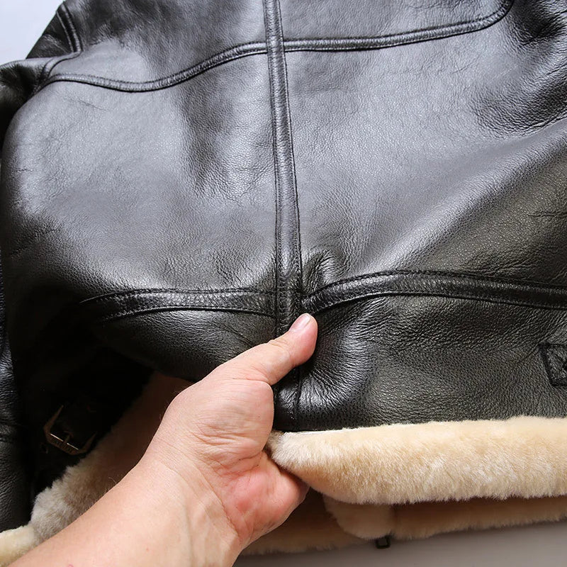 ClubHéritage Leather aviator coat