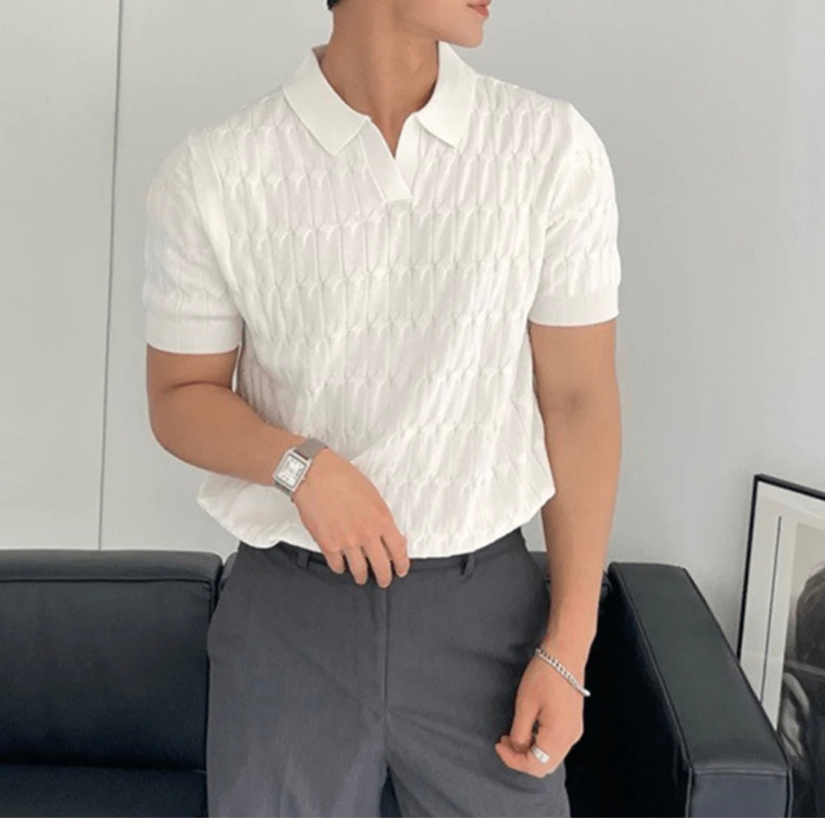 ClubHéritage textured polo - black