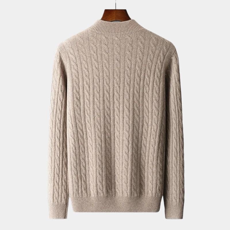 ClubHéritage Merino wool knitted quarter-zip sweater-camel