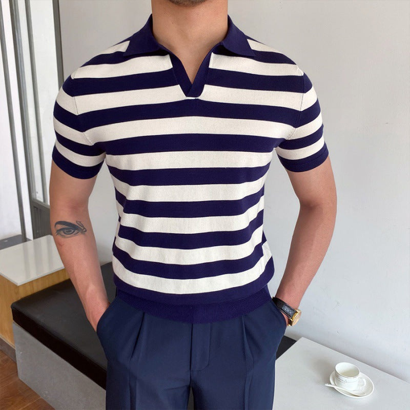 ClubHéritage V collar polo shirt Blue/white