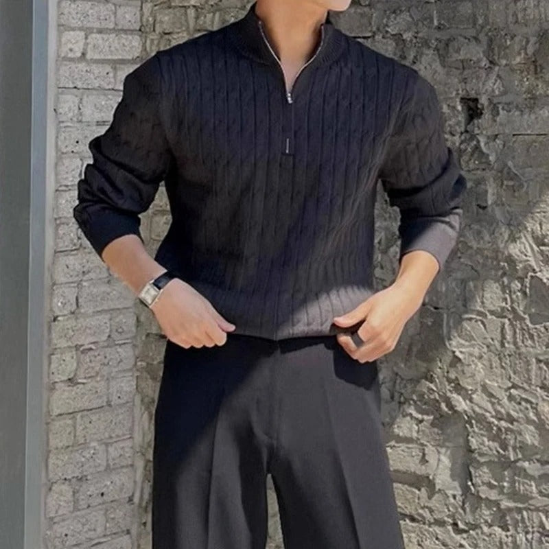 ClubHéritage zipped jacquard sweater
